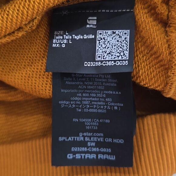 300 NWT G Star Raw Splatter Graphic Hoodie Size Large - Picture 8 of 9